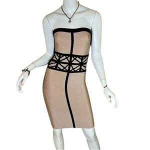 Bebe Strapless Bodycon Dress Waist Cut Out Soft Pink Color Size Small